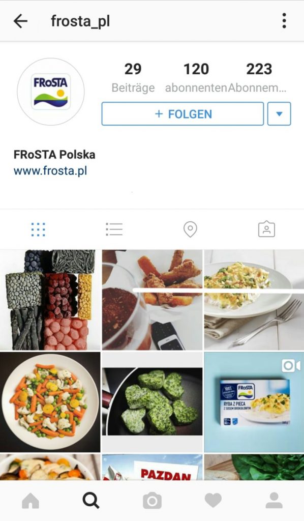 Screenshot Instagram @frosta_pl