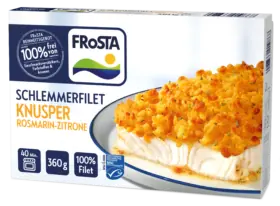 FRoSTA Schlemmerfilet Knusper Rosmarin-Zitrone: Knuspriges Fischfilet, 100 % FRoSTA, 360 g, Rosmarin-Zitrone, Käsekruste, Zubereitungszeit: 40 Min.