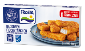 FRoSTA Backofen Fischstäbchen: Panierte Fischstäbchen aus Nordsee-Seehechtfilet, ofengeeignet, 300g Packung. FRoSTA Qualität genießen!.