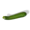 Eine einzelne, ganze grüne Zucchini, wie sie für FRoSTA Tiefkühlprodukte verwendet wird, liegt mit Stiel auf schwarzem Hintergrund.