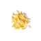 Ein Stapel ungekochter gelber Pasta-Nudeln von FRoSTA, möglicherweise Spätzle, arrangiert auf schwarzem Hintergrund.