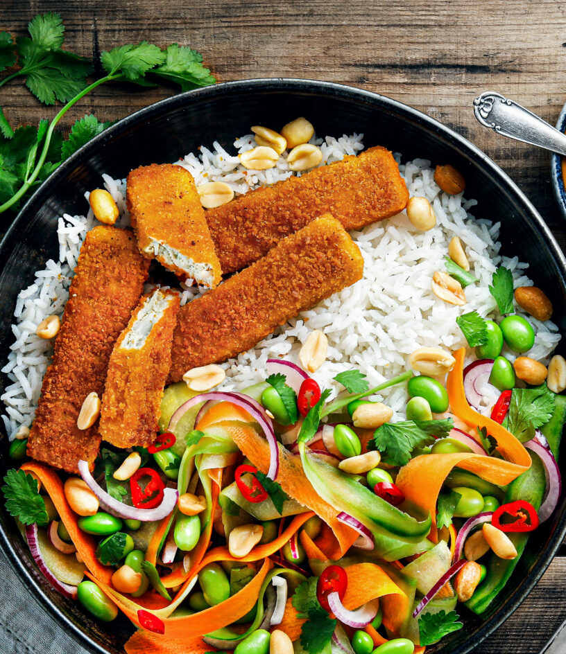 Kokos-Bowl mit Veggie Fischstäbchen | FRoSTA