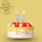 Eine Torte mit gelbem Zuckerguss, roten und weißen Cremestrudeln, Kerzen „20“. Links das Siegel: 20 Jahre FRoSTA Reinheitsgebot seit 2003. Ideal zum Feiern!.