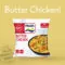 Eine Packung FRoSTA Butter Chicken (500g) auf gelbem Hintergrund zeigt zartes FRoSTA Butter Chicken mit Reis, Gemüse und 20 Jahre FRoSTA Reinheitsgebot.